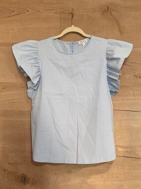 TCEC Pale Blue Ruffle Sleeve Blouse